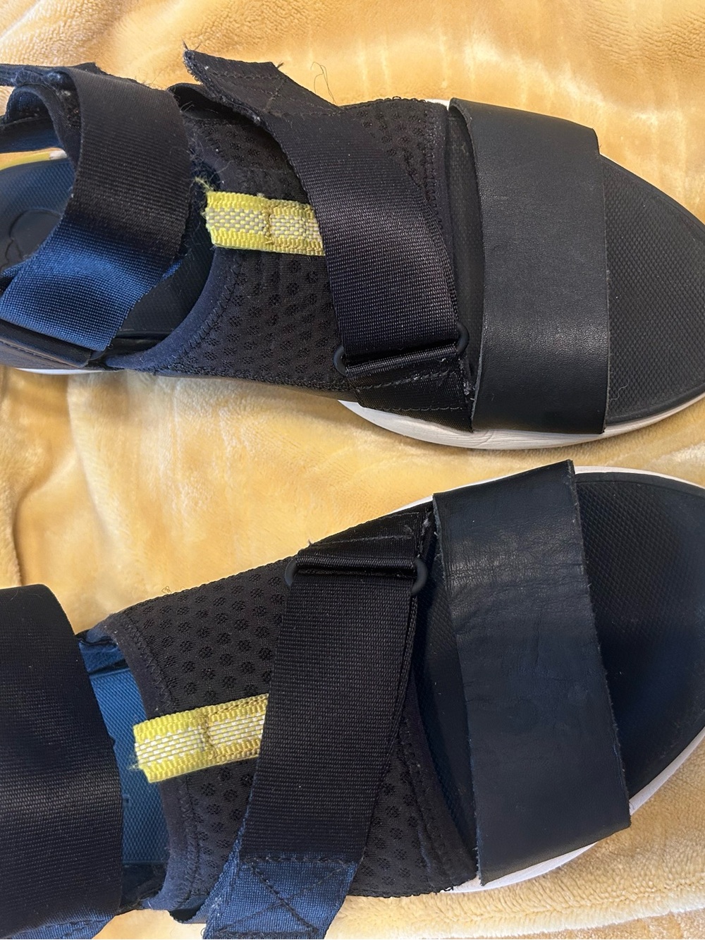 Sorel Black Sandals with Yellow Accent